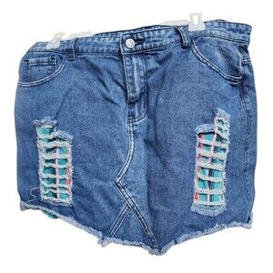 Crazy Train Mini Skirt Denim Size 2XL Southwestern Boho Artsy